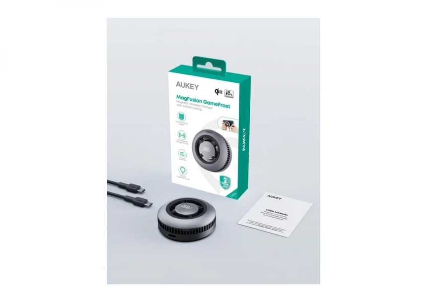 Bežični punjač sa aktivnim hlađenjem Aukey LC-G10 Qi2 15W