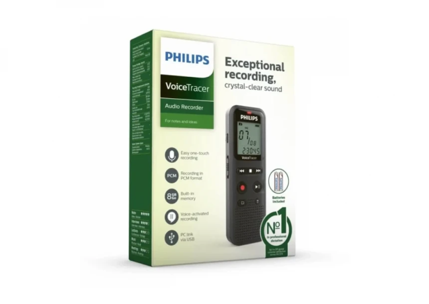 Diktafon Philips DVT1160 Mono/8GB/LCD/2x AAA