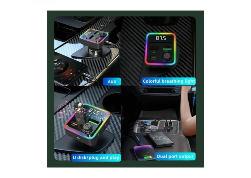 FM Transmiter i punjač Kettz Floyd Bluetooth/2xUSB QC3.0/Type-C PD30W/LED