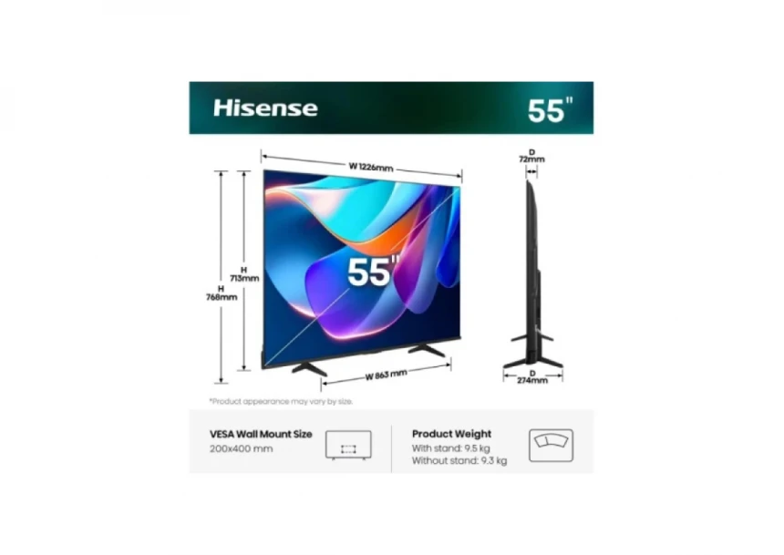 SMART LED TV 55 Hisense 55E6ST 3840x260/UHD/4K/DVB-C/T2/S2/VidaaOS