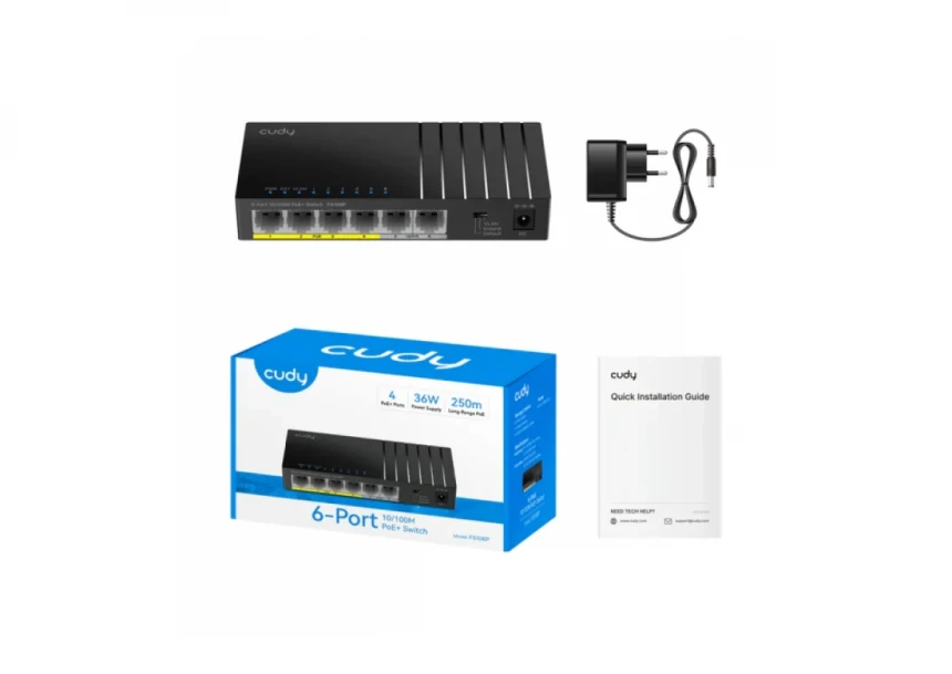 Svič 10/100 6-port Cudy FS106P PoE+/36W/2×Uplink