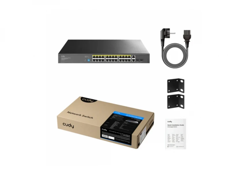 Svič 10/100/1000 24-port Cudy GS1026PS2/24 PoE+/2x Uplink/2x SFP/300W