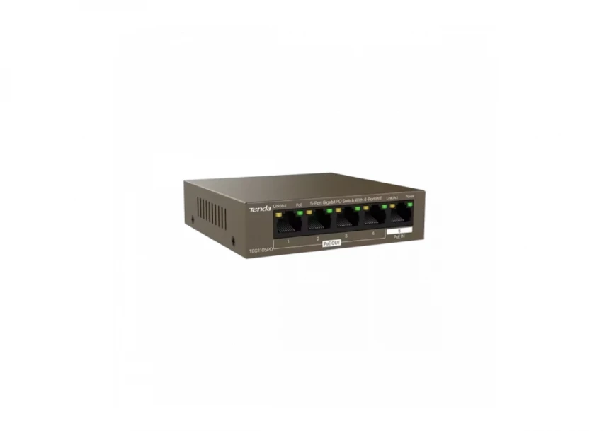 Svič 10/100/1000 5-Port PSE i PD Tenda TEG1105PD/4-Port PoE OUT/1-Port PoE IN
